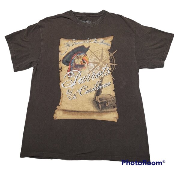Parrots of the Caribbean Humorous Graphic Cotton T Shirt Pirate's Treasure Large - Picture 9 of 9